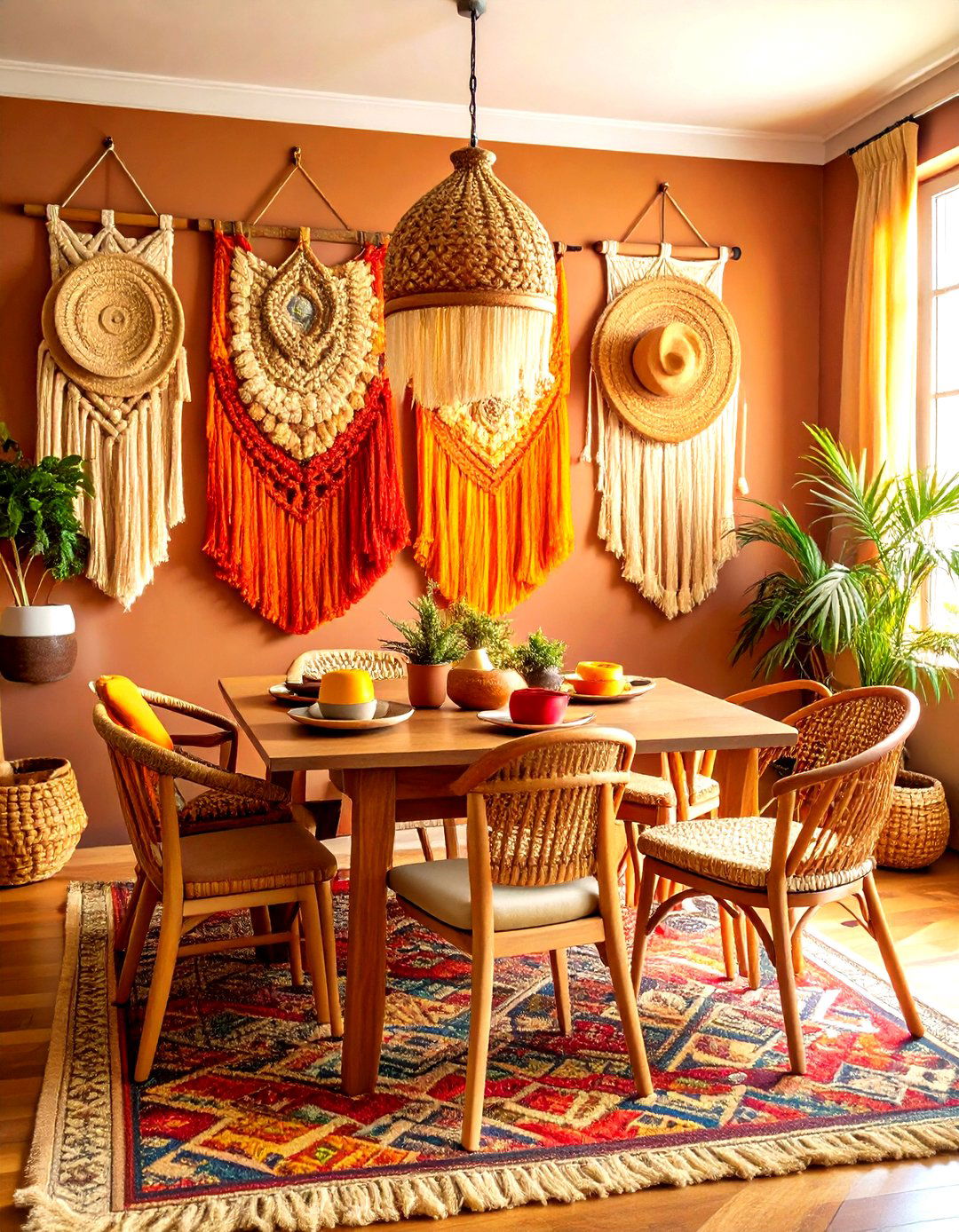 Macrame Wall Hangings as Affordable Art - 20 Boho Dining Room Ideas