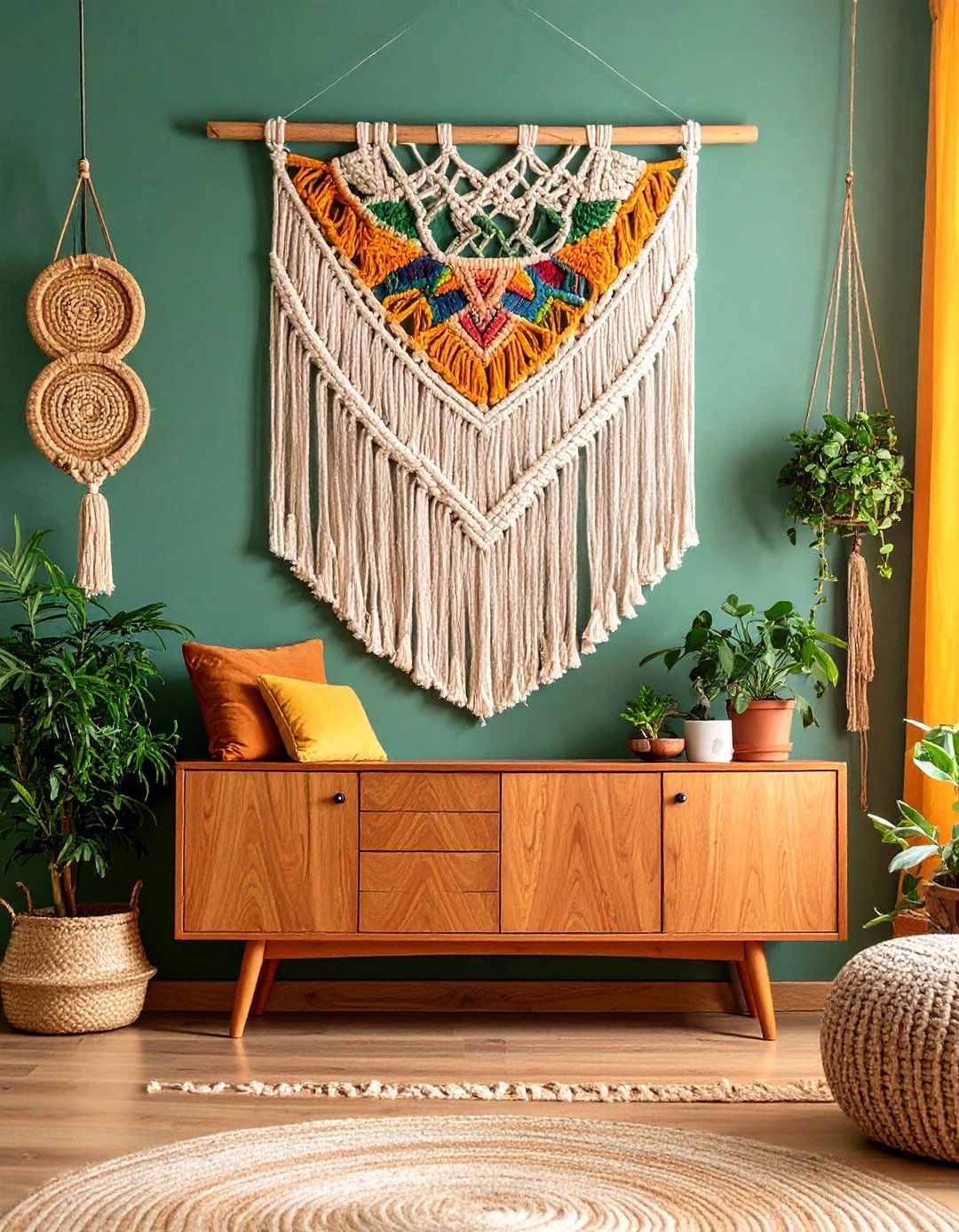 Macrame Wall Hangings for Bohemian s Dining Character - 20 70s Dining Room Design Ideas