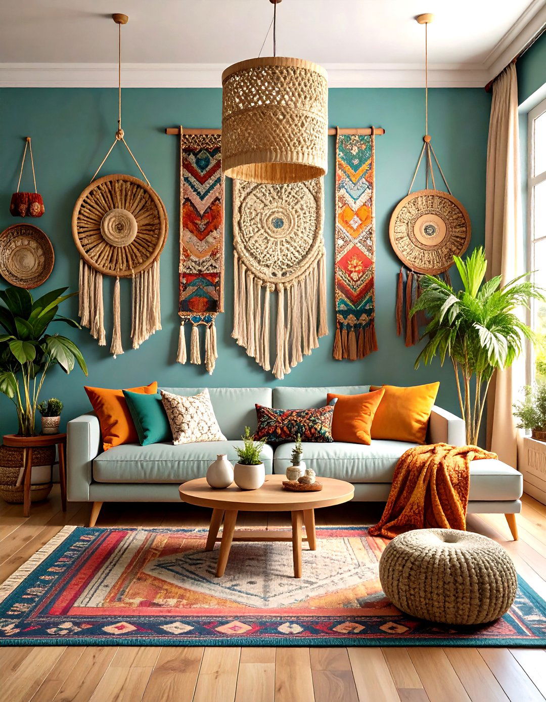 Macrame and Woven Bohemian Wall Art for Texture - 20 Gypsy Bohemian Living Room Ideas