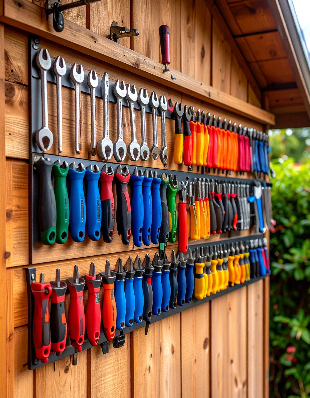 Magnetic Tool Strips - 20 Shed Organization Ideas