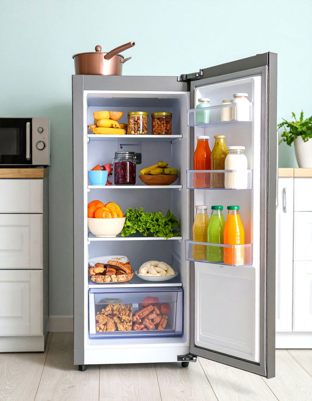 Magnetize Your Mini Fridge for Bonus Shelves - 20 Dorm Room Decorating Ideas