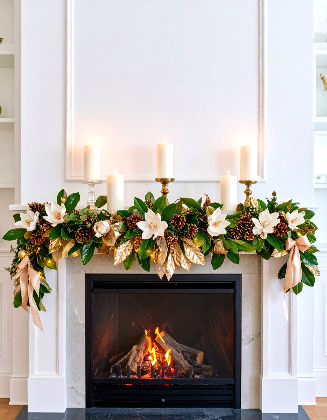 Magnolia Leaf Mantel Garland - 20 Mantel Garland Ideas