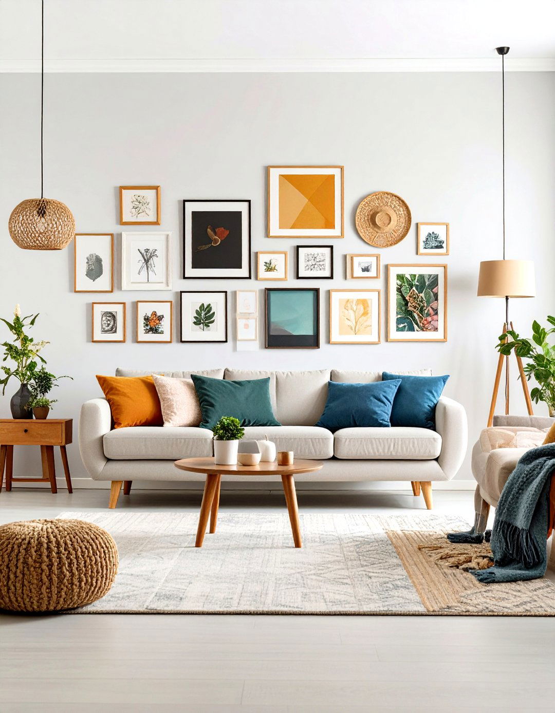 Magnolia Living Room with Maximalist Gallery Wall - 20 Magnolia Living Room Ideas