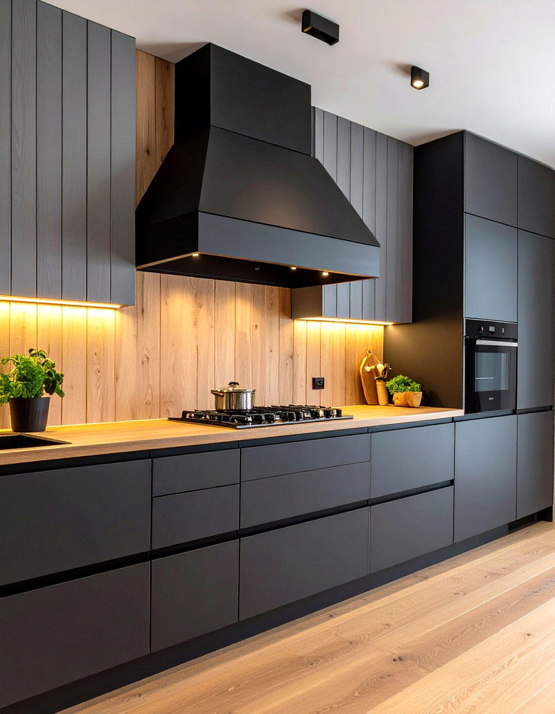 Make the Range Hood a Black Sculpture - 20 Gray and Black Kitchen Ideas
