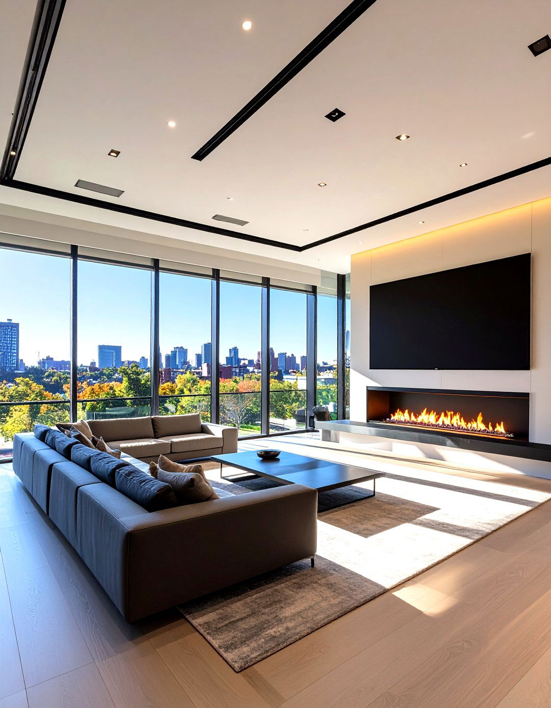 Mantel Free Sculptural Fireplace - 20 Floor to Ceiling Fireplace Ideas