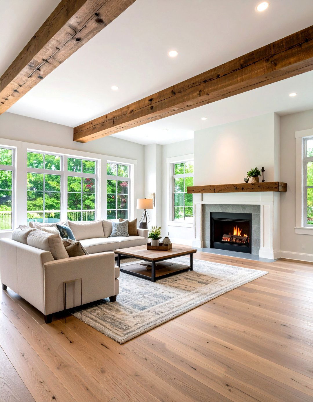 Mantel to Ceiling Beam Continuity - 20 Decorative Ceiling Beam Ideas