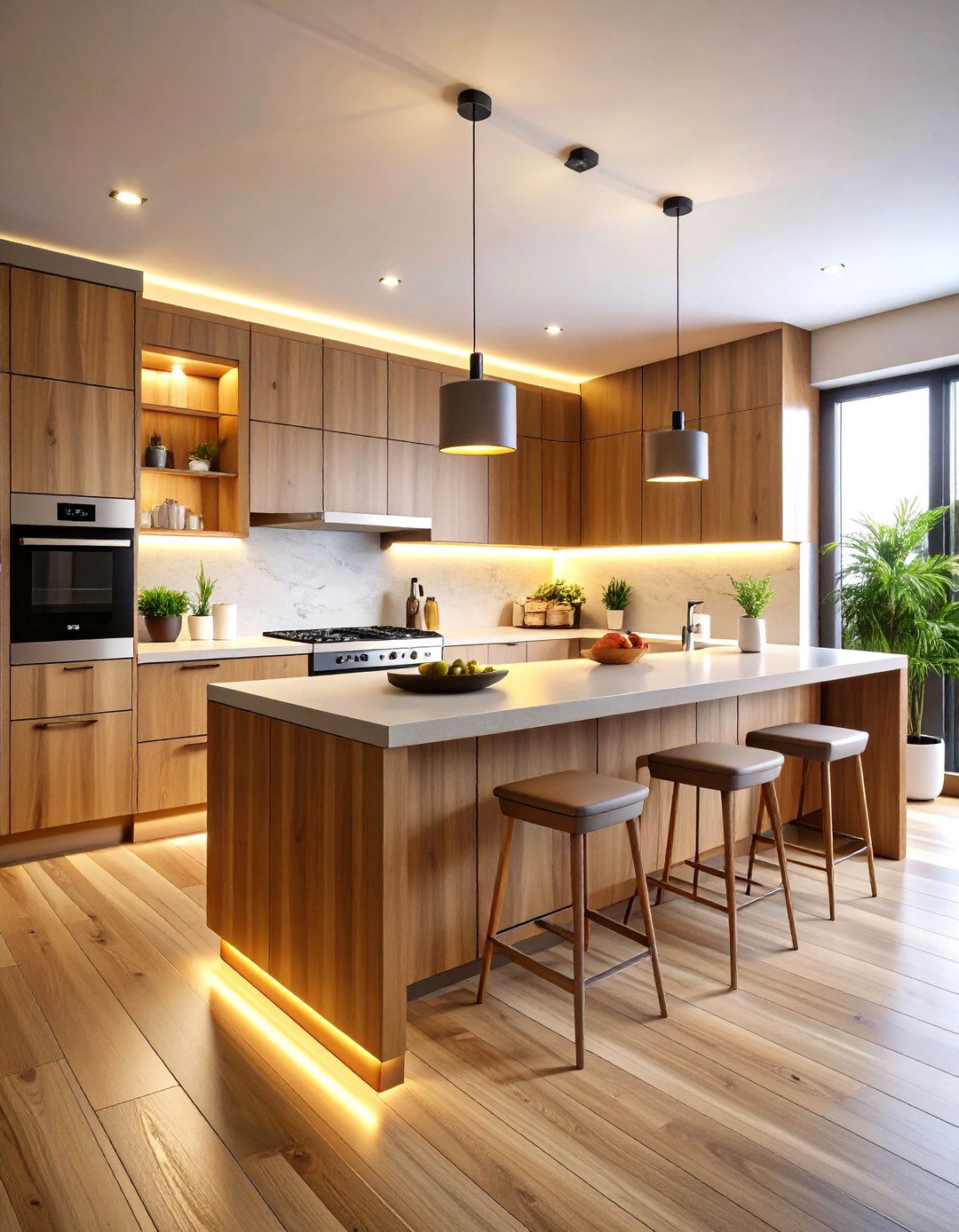 Maple Cabinets with Integrated LED Lighting - 20 Maple Kitchen Cabinets Ideas