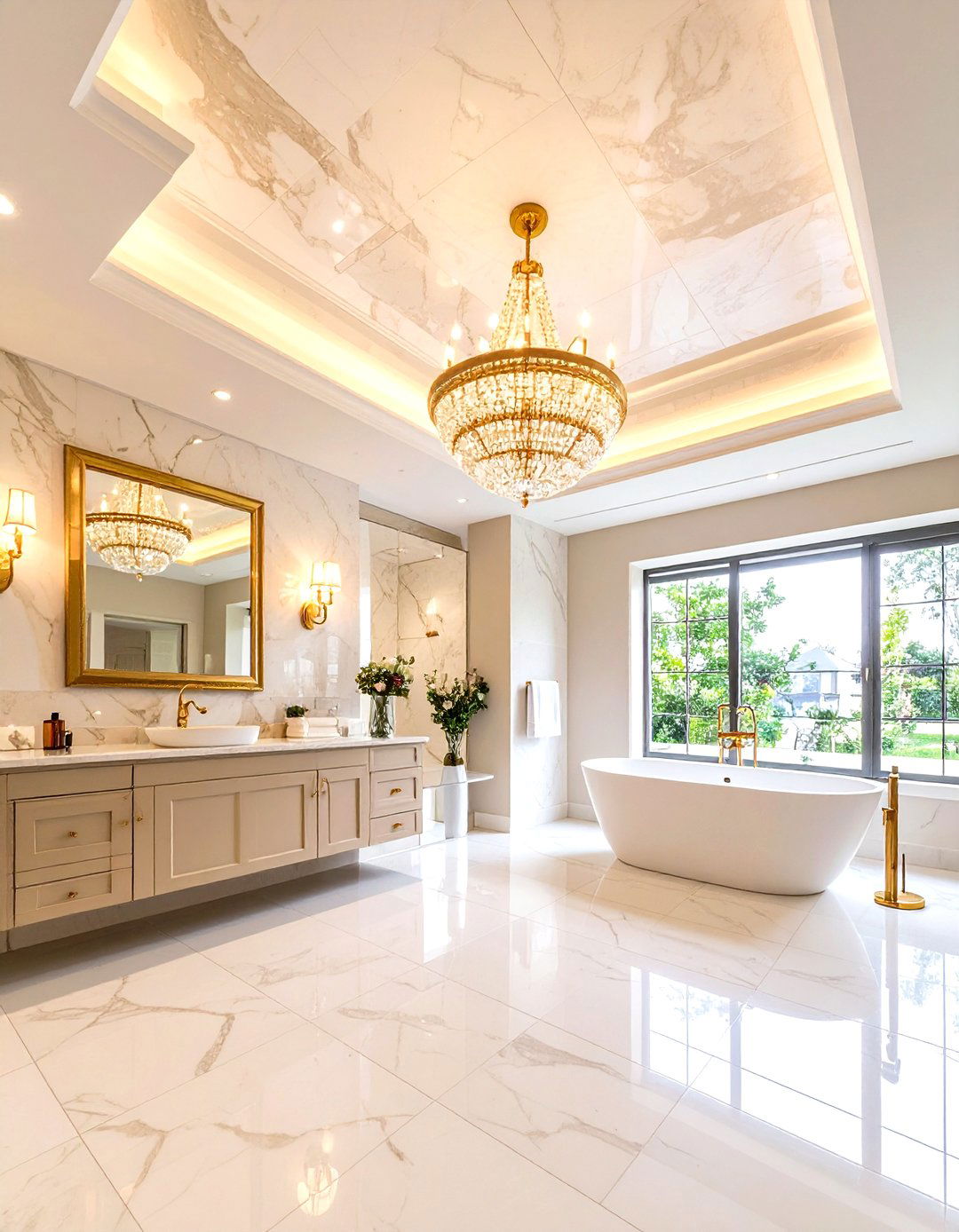 Marble Bathroom Ceiling Unexpected Luxury Element - 20 Marble Bathroom Ideas