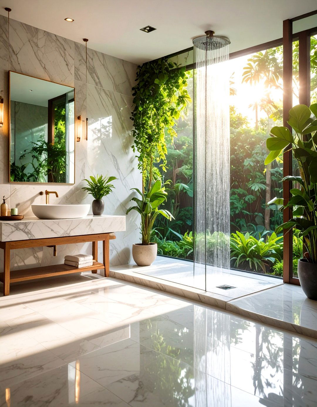 Marble Bench - 20 Walk in Shower Ideas With Bench