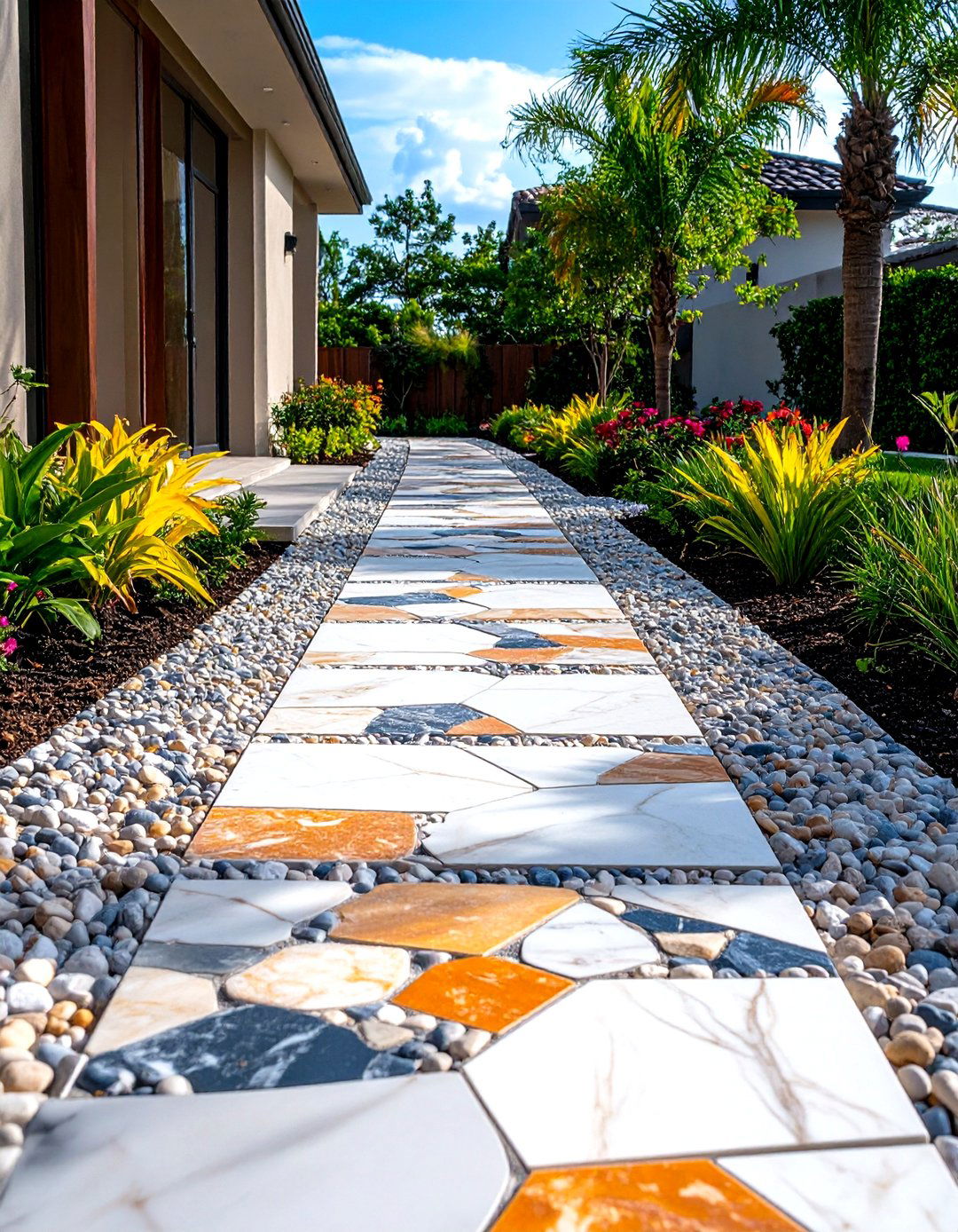Marble Chip Inlay Path - 20 Stone Walkway Ideas