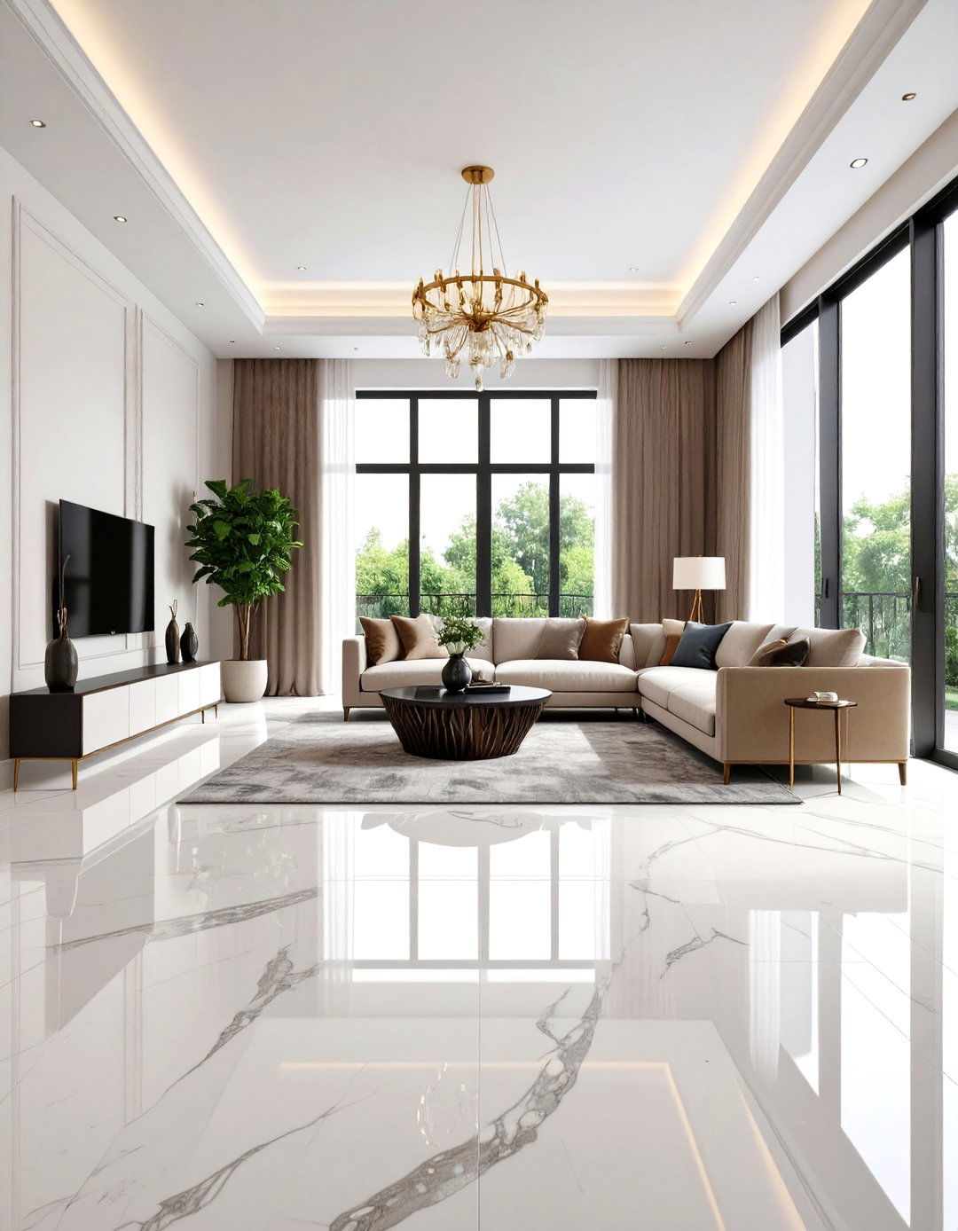 Marble Effect Concrete Floors with Luxurious Appearance - 20 Concrete Floor Ideas
