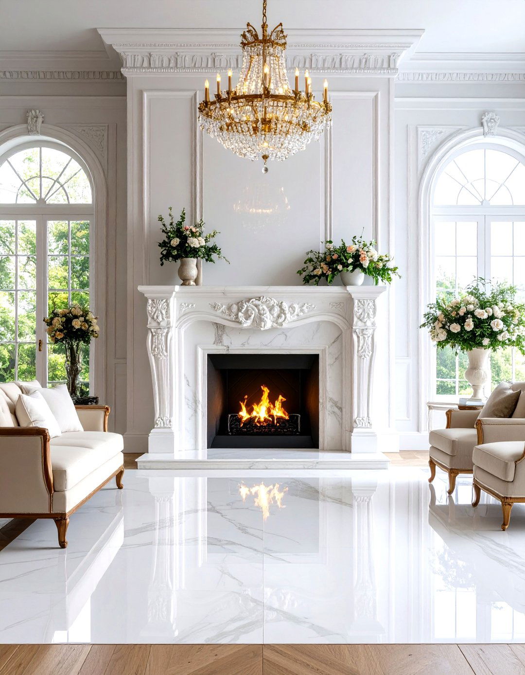 Marble Fireplace Mansion Living Room - 20 Mansion Living Room Ideas