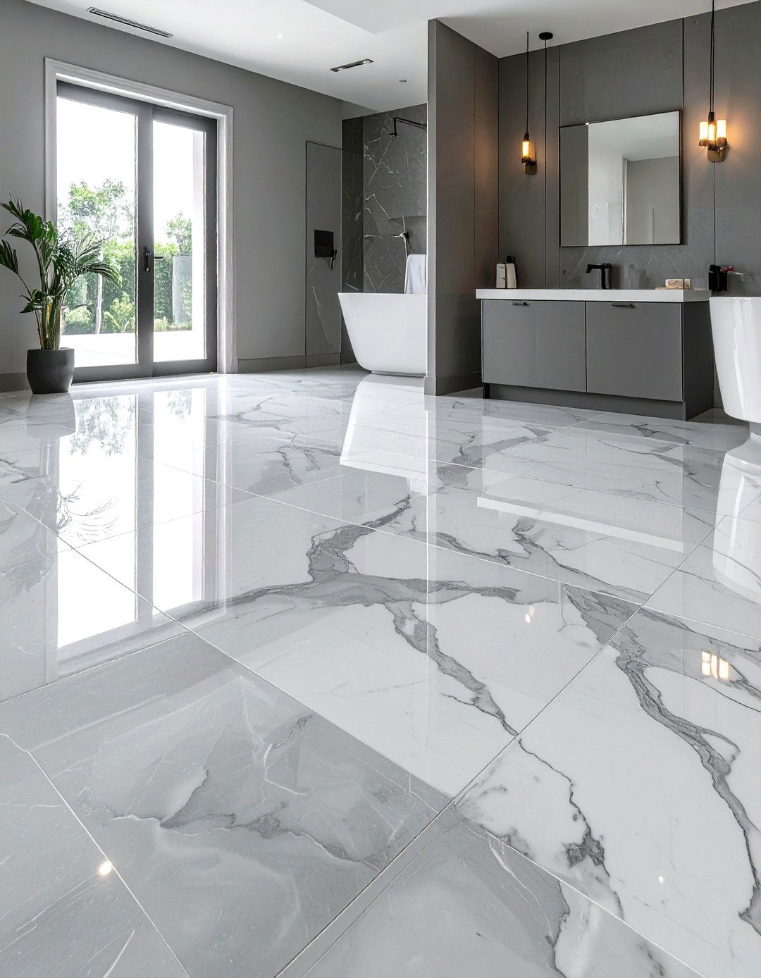 Marble Look Gray Porcelain Feels Luxe Minus Upkeep - 20 Gray Floor Bathroom Ideas