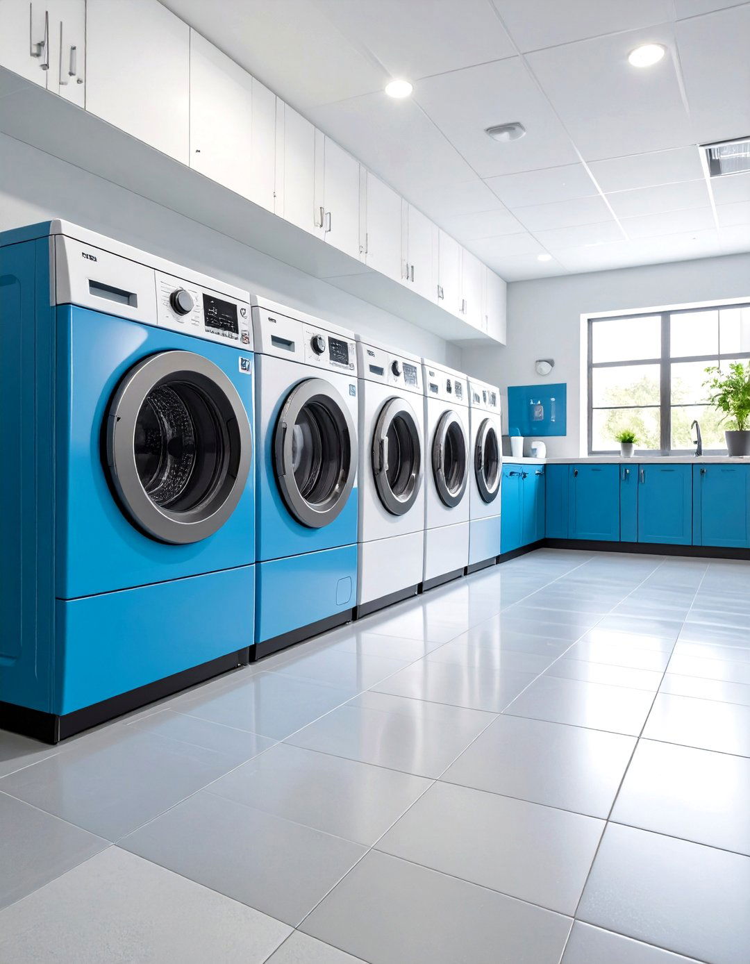 Marble Look Porcelain Laundry Room Floor with Luxury Appeal - 20 Laundry Room Floor Ideas