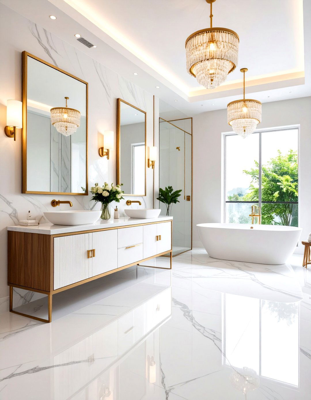 Marble Look Porcelain Powder Room Floor Tile - 20 Powder Room Floor Tile Ideas