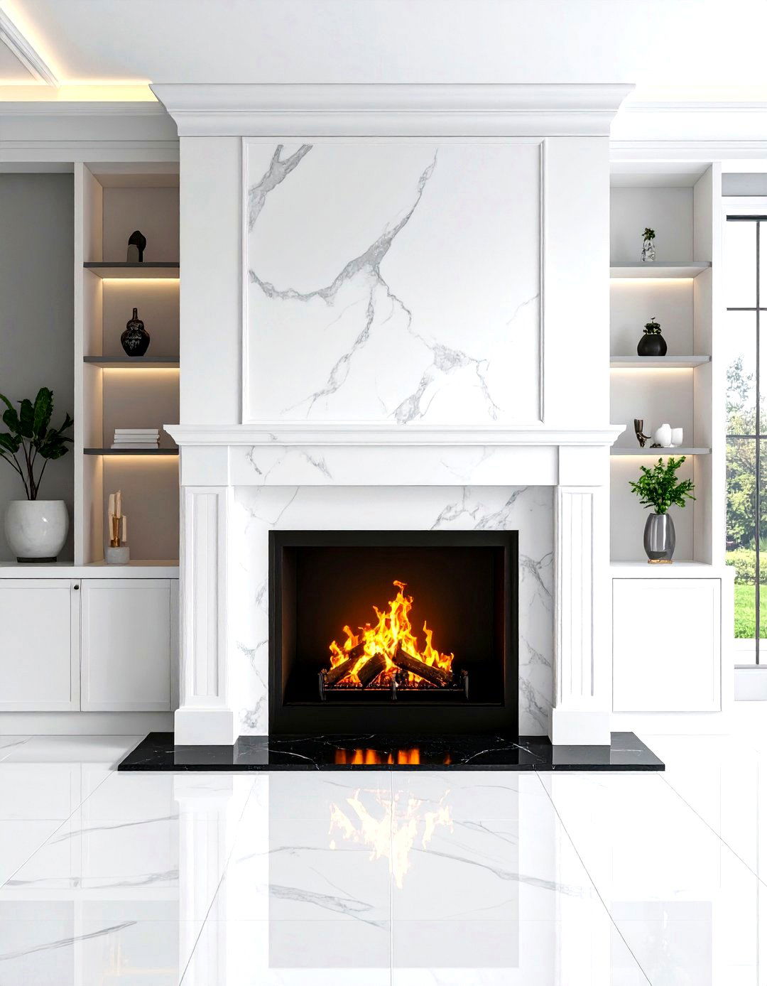 Marble Mantel and Surround - 20 Sunroom With Fireplace Ideas