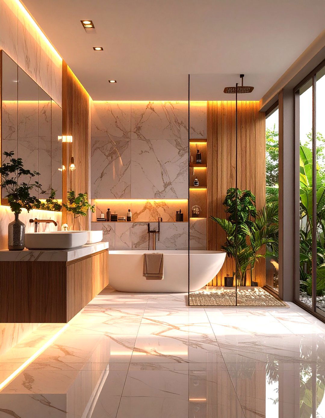 Marble Niche Bathroom Functional Art Integration - 20 Marble Bathroom Ideas