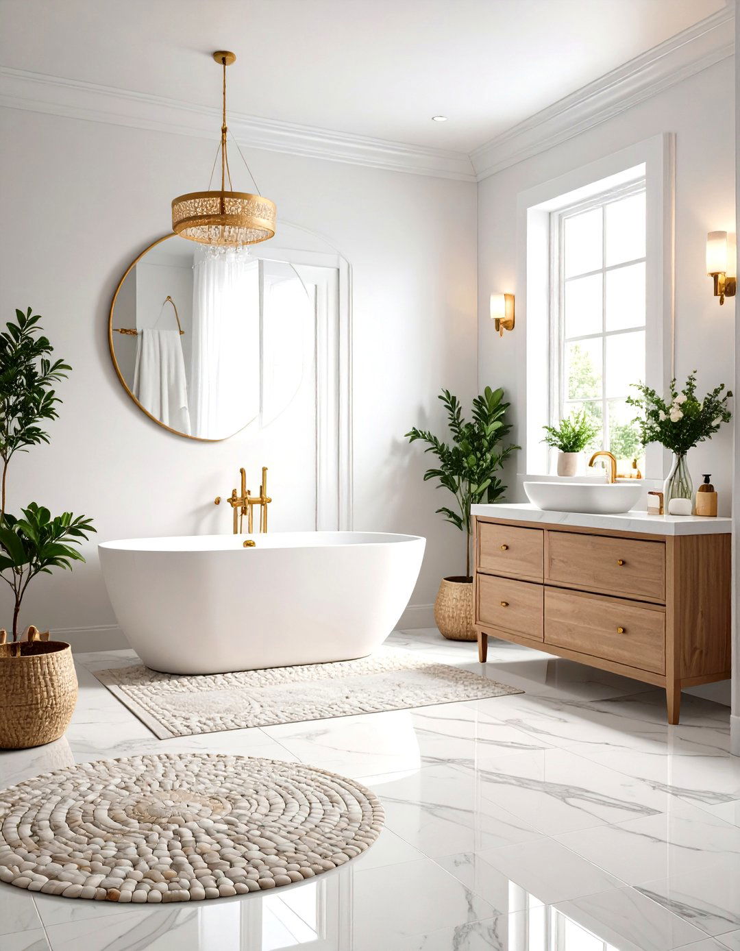 Marble Penny Tile Luxury Floor Theme - 20 Penny Tile Bathroom Floor Ideas