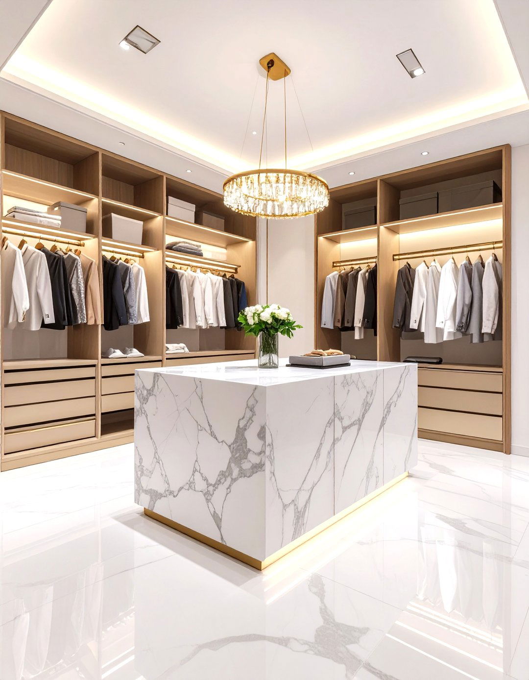 Marble Waterfall Closet Island - 20 Closet Island Ideas