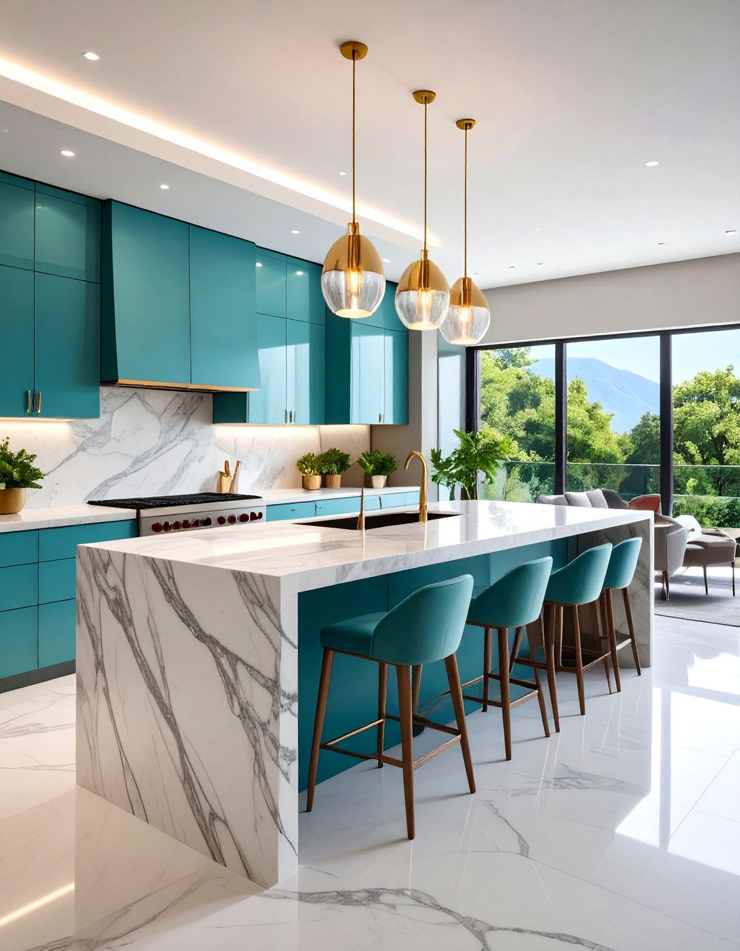 Marble Waterfall Kitchen Bar - 20 Kitchen Bar Ideas