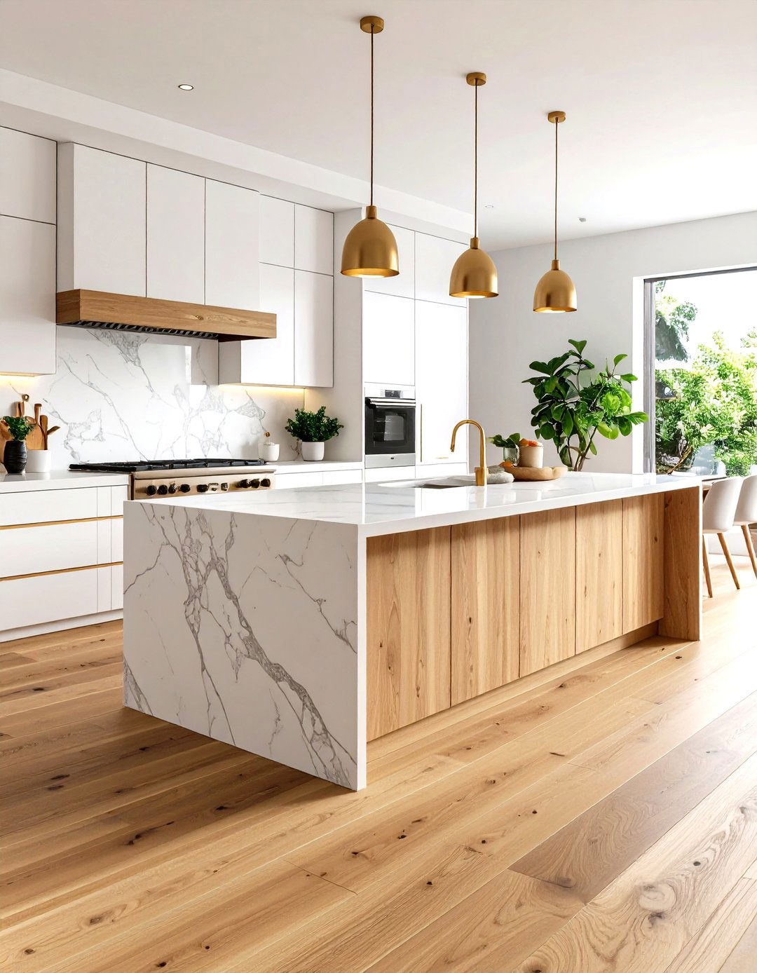 Marble Wood Border Kitchen Floor - 20 Marble Kitchen Floor Ideas