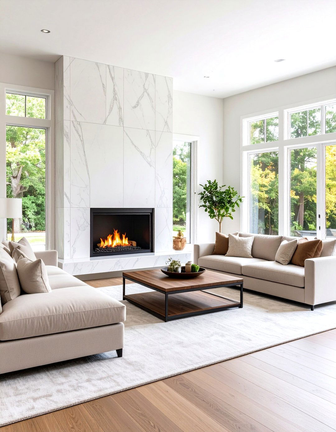 Marble Wood Two Tone Contrast - 20 Marble Fireplace Ideas