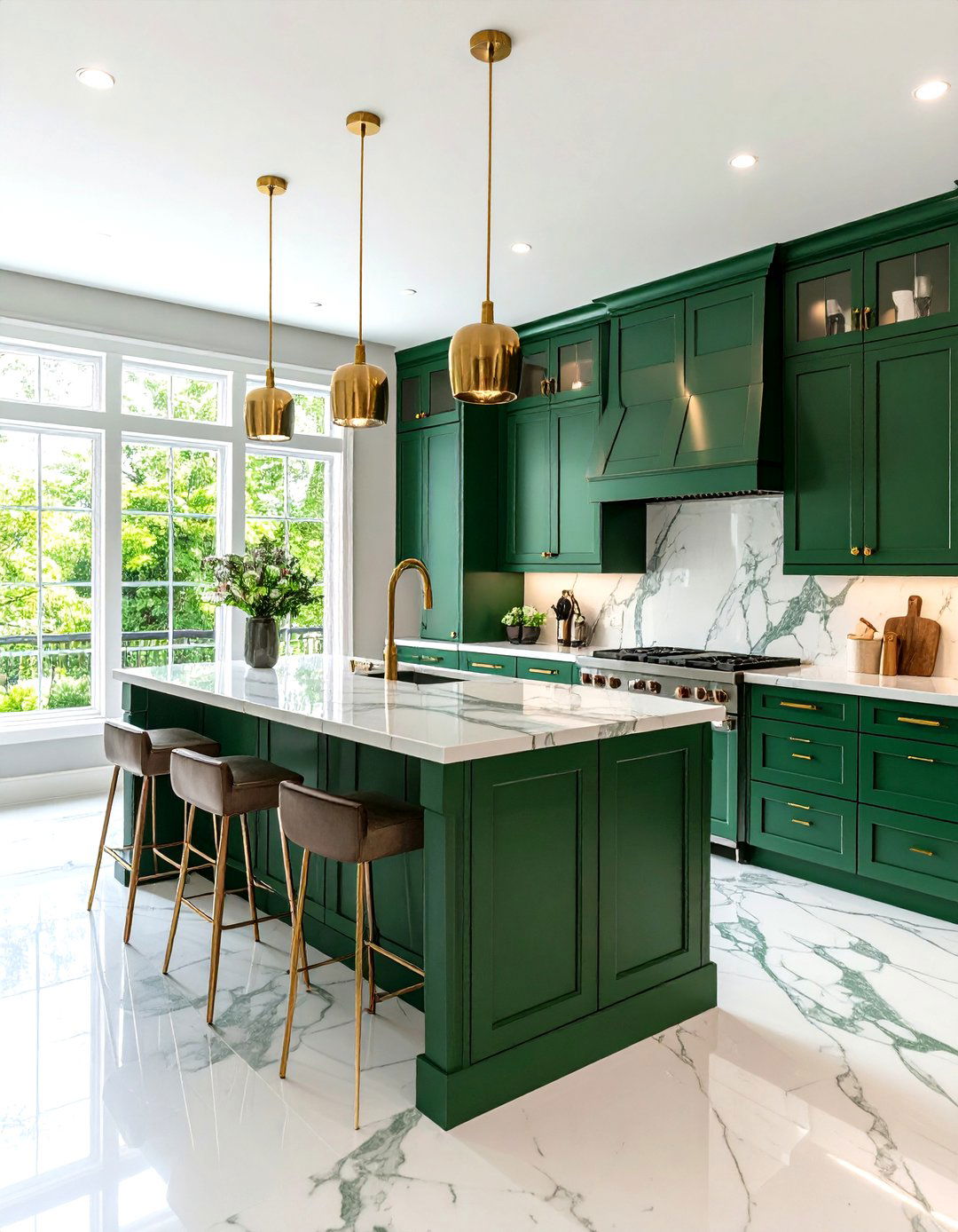 Marble and Emerald a Timeless Pair - 20 Emerald Green Kitchen Ideas