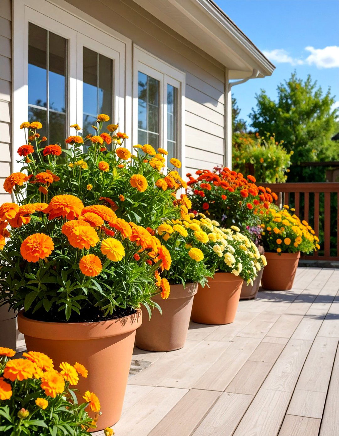 Marigold Outdoor Plants for Patio Container Gardens - 20 Outdoor Plants for Patio