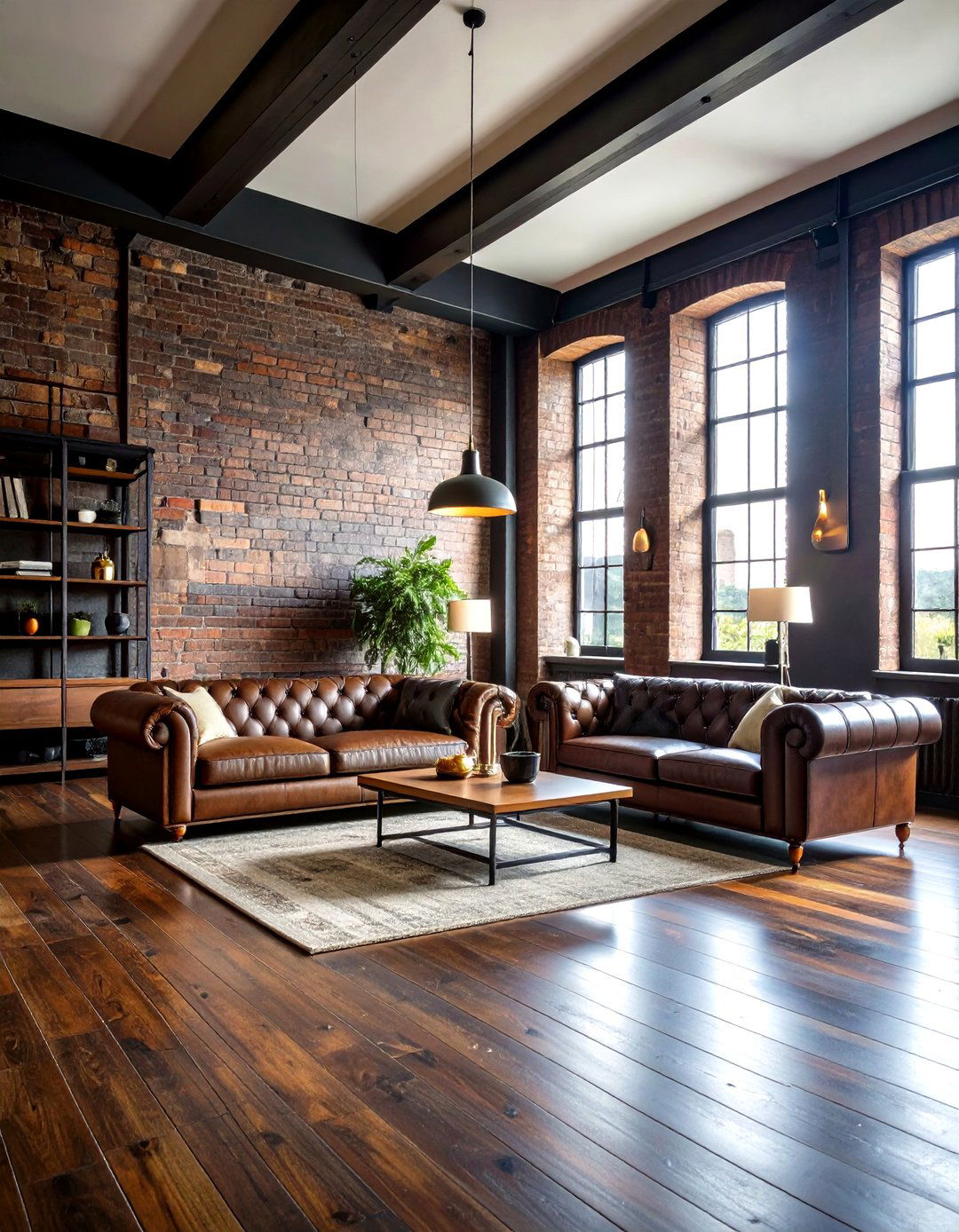 Masculine Dark Loft Style Living Room - 20 Loft-style Living Room Ideas