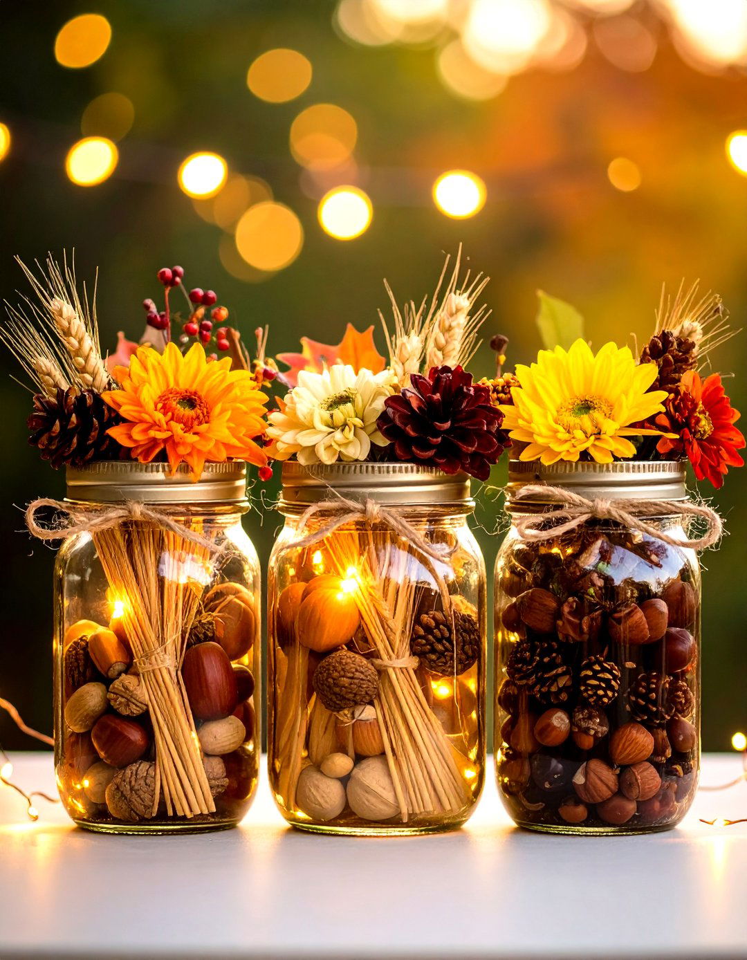 Mason Jar Centerpieces - 20 Thanksgiving Decor Ideas