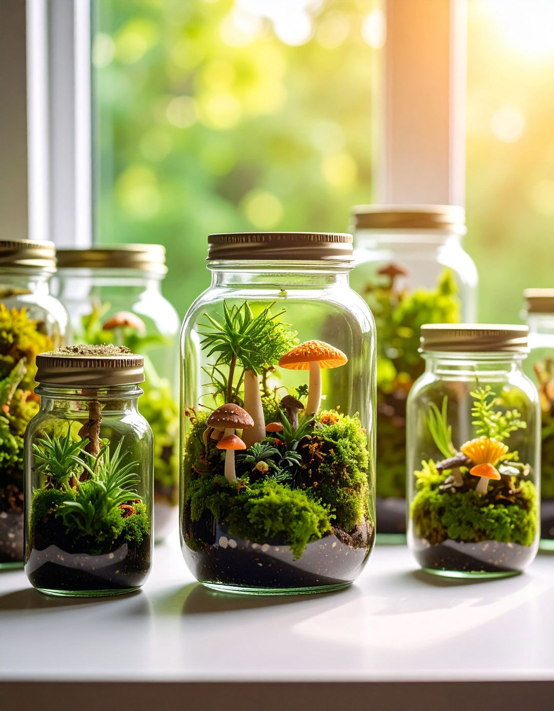 Mason Jar Fairy Garden Container Sealed Terrarium Scene - 20 Fairy Garden Container Ideas