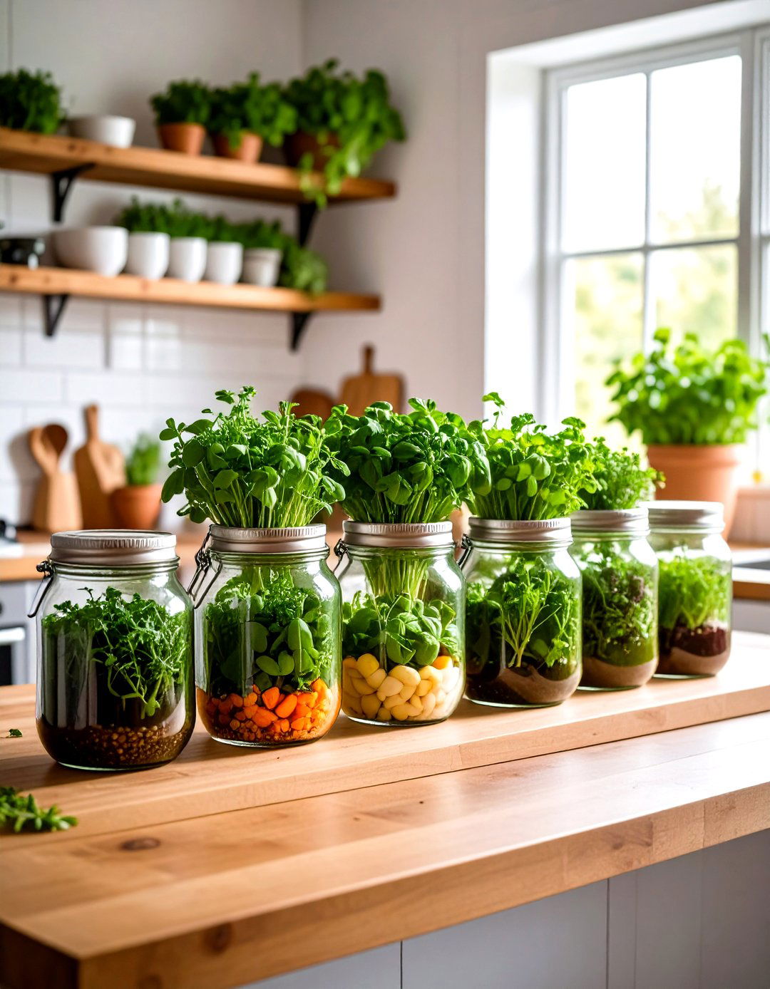Mason Jar Hydroponic Indoor Garden - 20 Indoor Garden Ideas