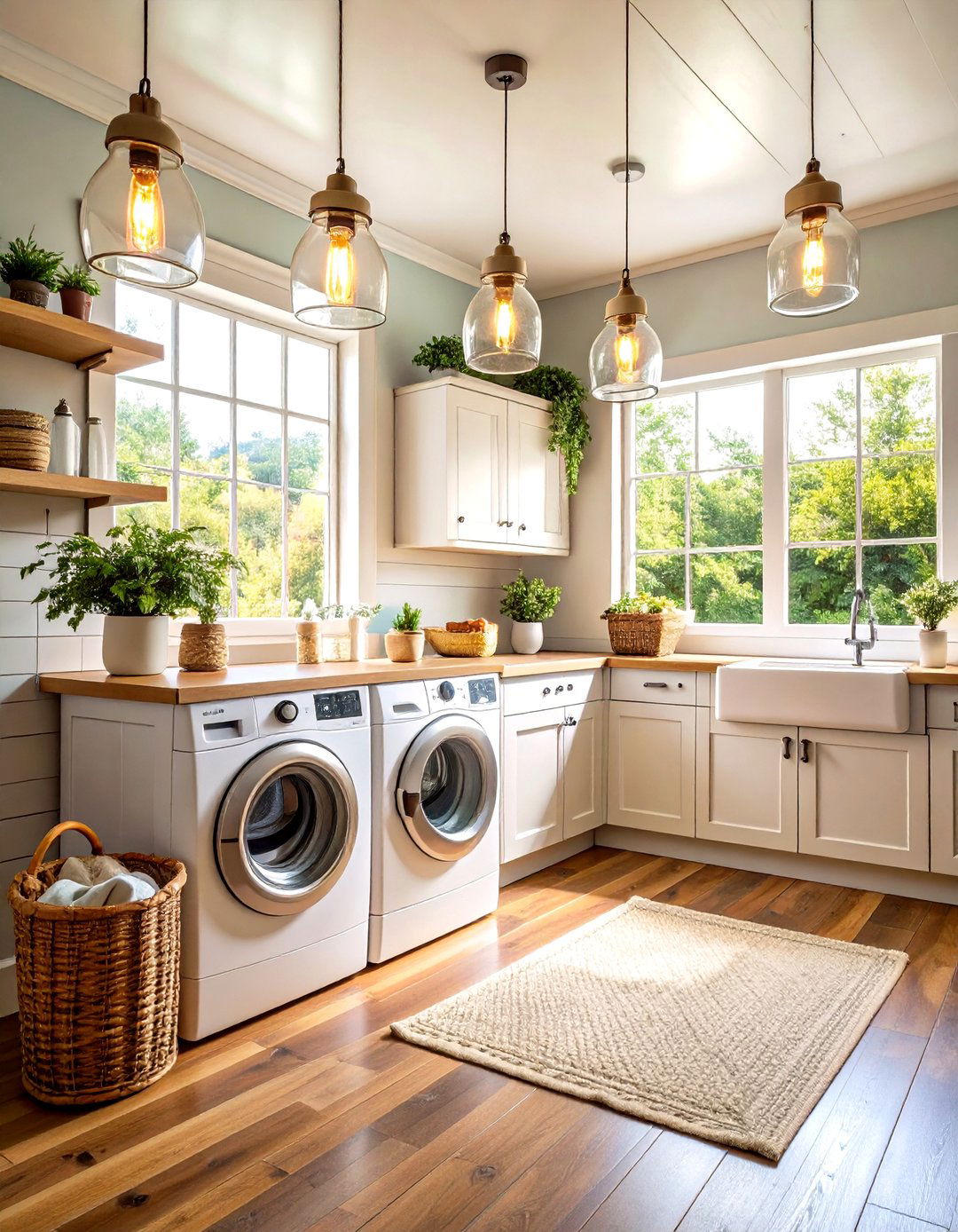Mason Jar Laundry Room Lighting for Rustic Charm - 20 Laundry Room Lighting Ideas
