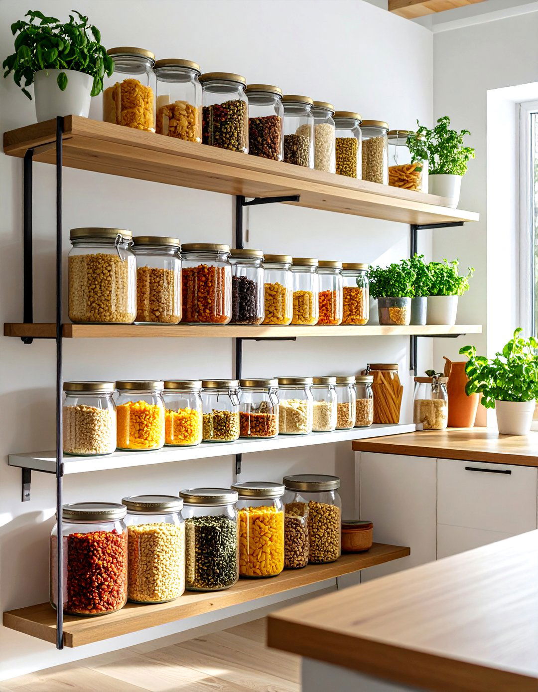 Mason Jar Storage - 20 Shabby Chic Kitchen Ideas