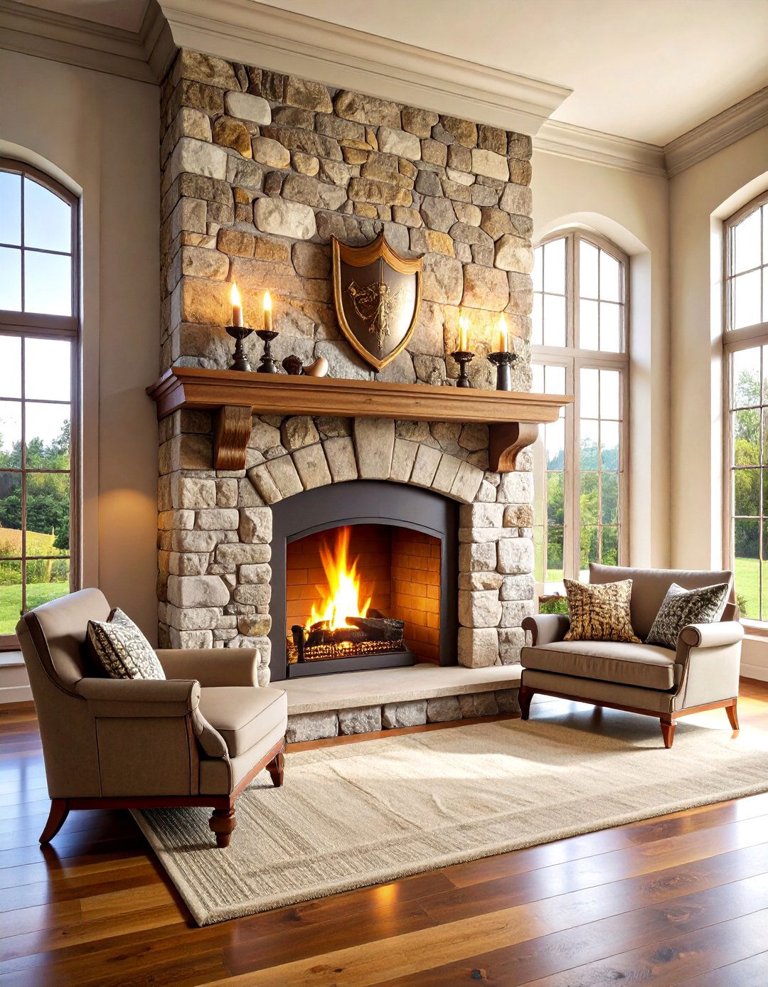 Massive Castle Living Room Fireplace Centerpiece - 20 Castle Living Room Ideas
