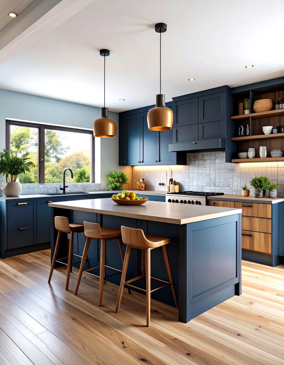 Matte Black Cabinets with Natural Wood Elements - 20 kitchens with beautiful black cabinets