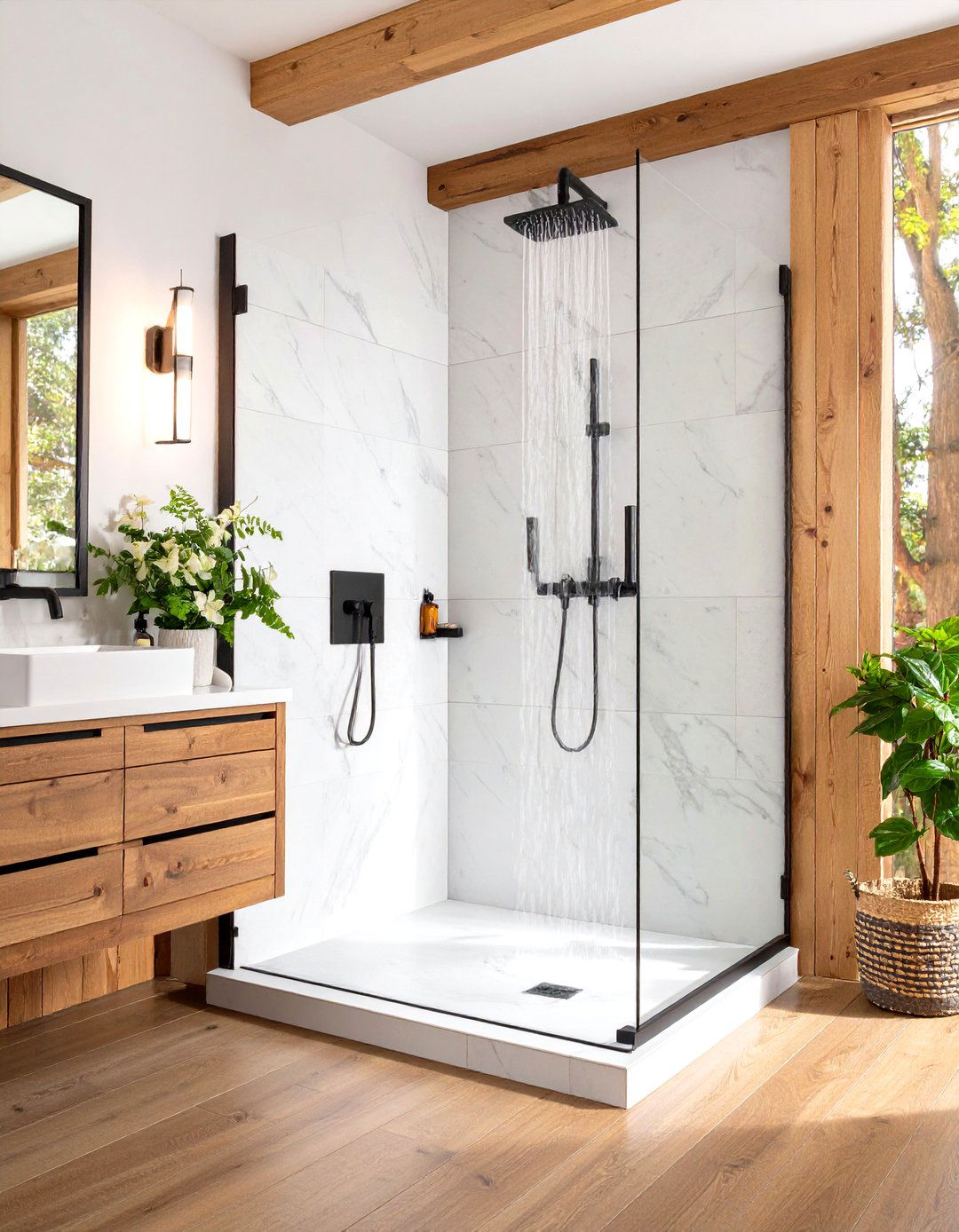 Matte Black Fixture Doorless Walk In Shower - 20 Doorless Walk In Shower Ideas