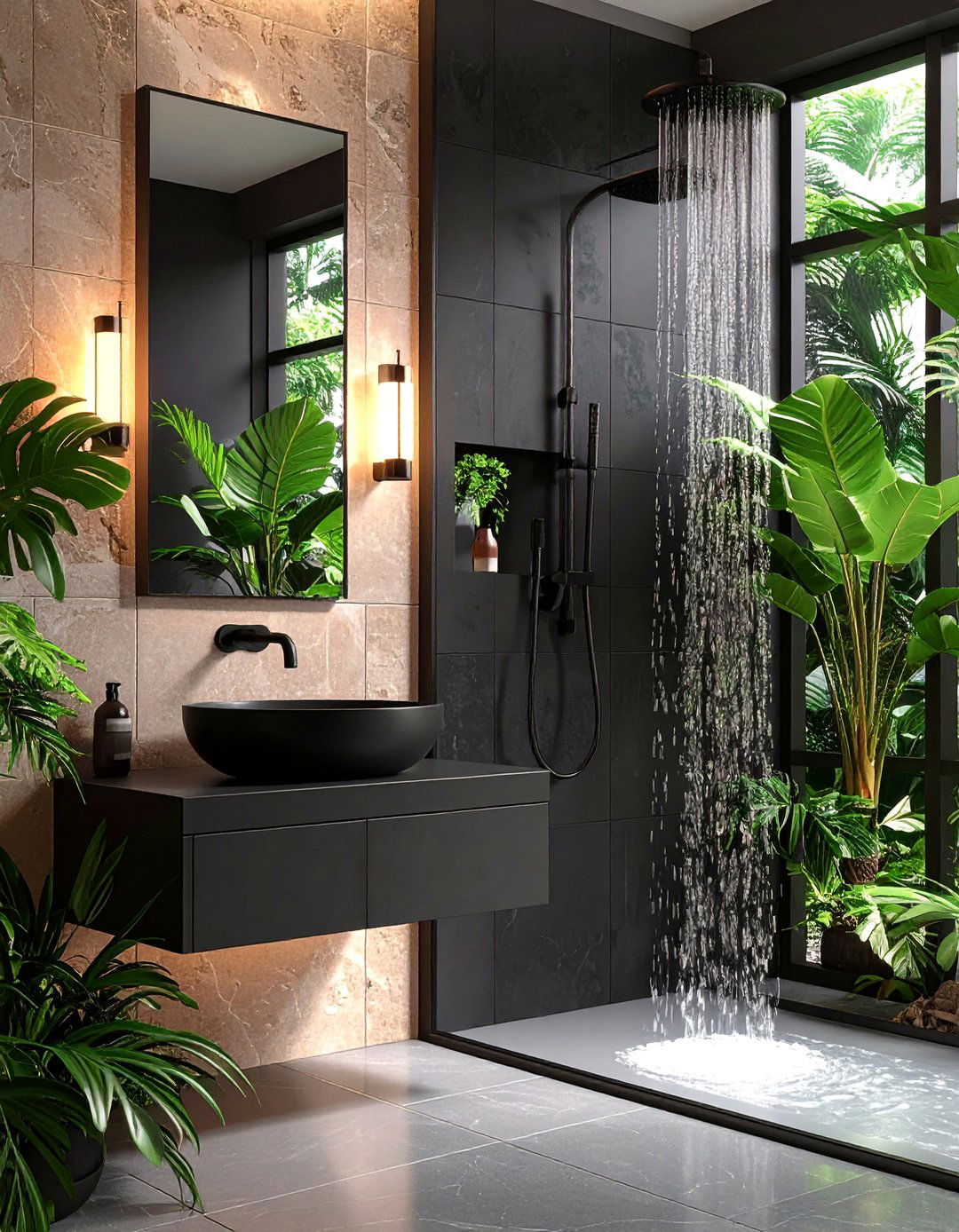 Matte Black Fixtures for Everyday Ease - 20 Black Bathroom Ideas