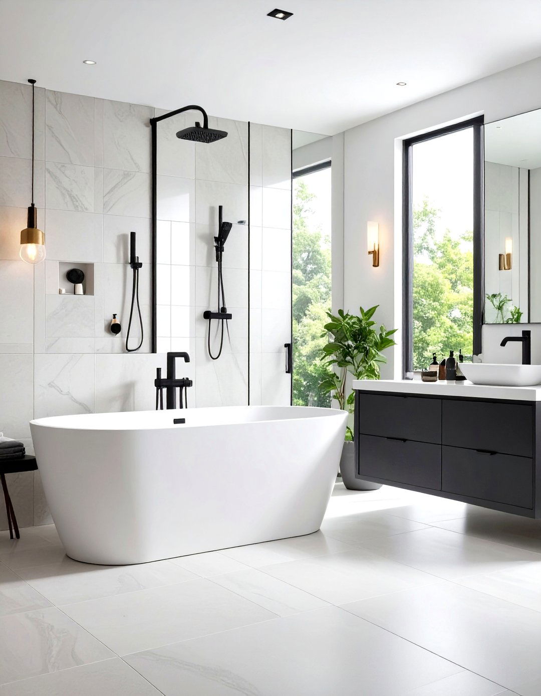 Matte Black Fixtures - 20 Tub-shower Combo Ideas