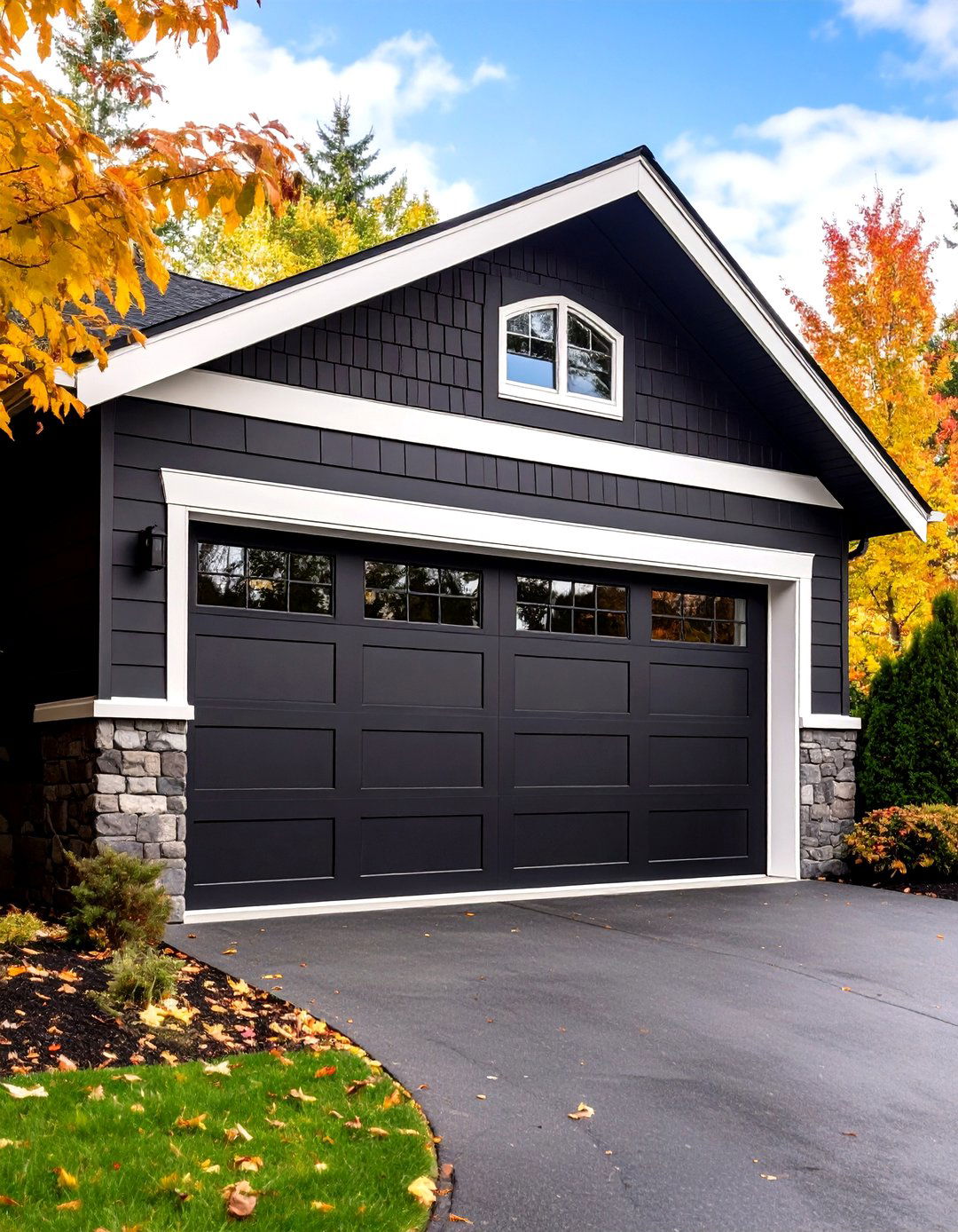 Matte Black Garage Door Drama - 20 Garage Door Paint Ideas