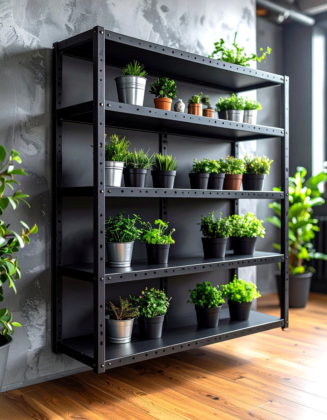 Matte Black Metal Floating Shelves for Industrial Punch - 20 Floating Shelves Ideas