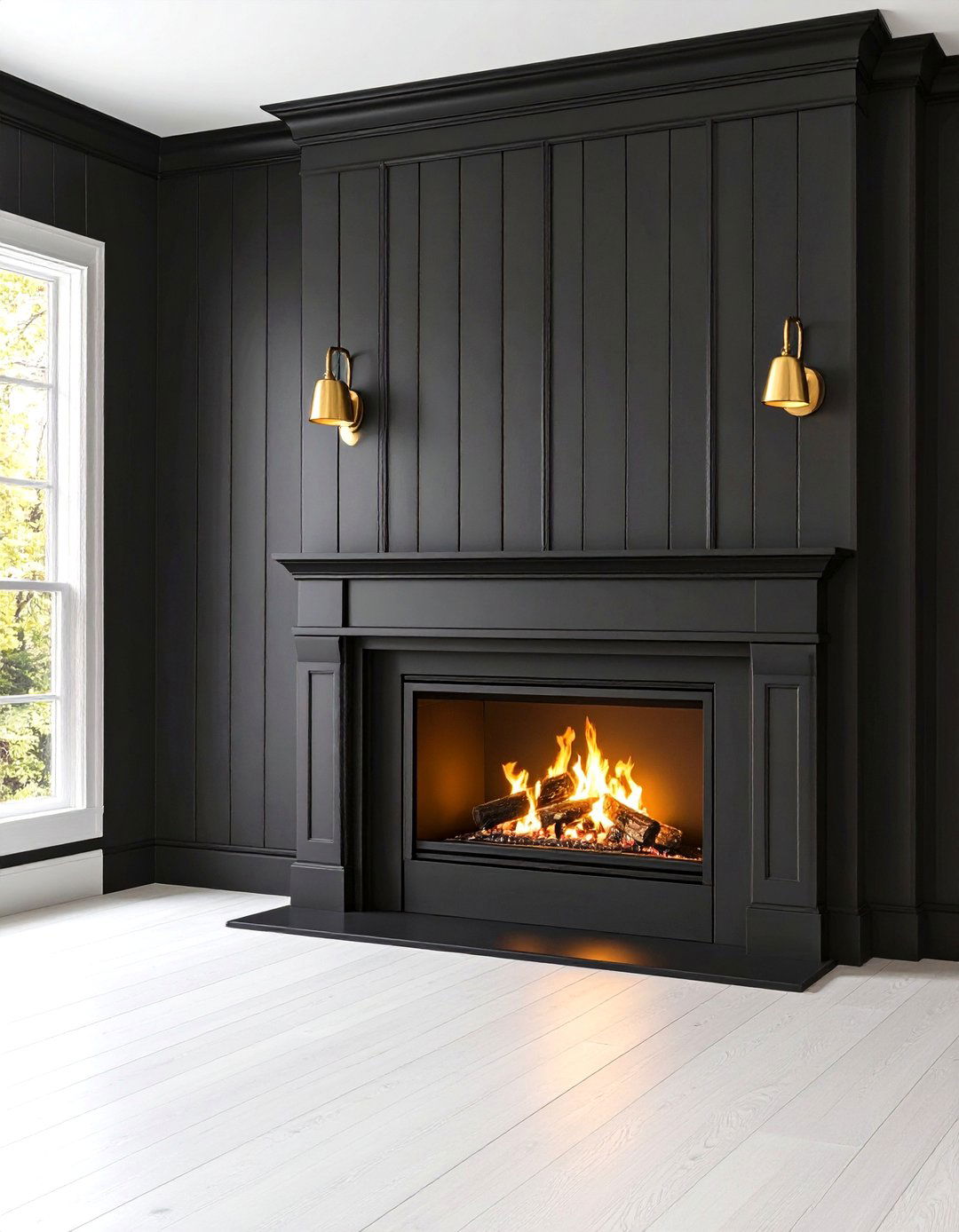 Matte Black Shiplap Fireplace Statement - 20 Black Fireplace Ideas