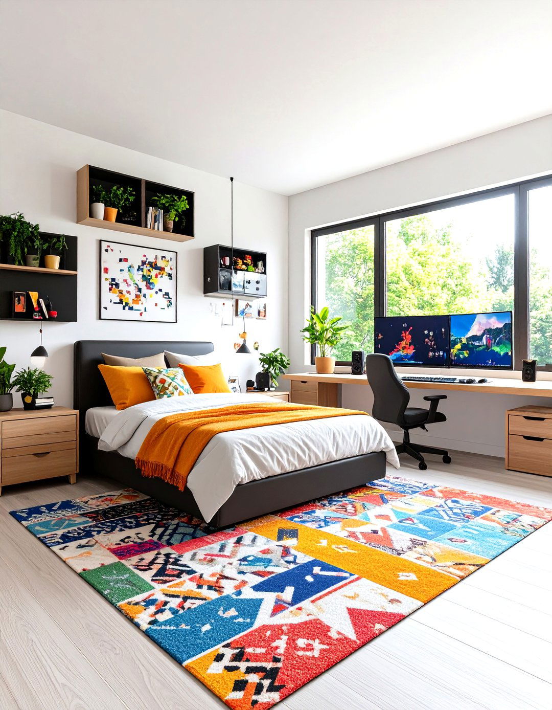 Matte Black Teen Gamer Den - 20 Matte Black Bedroom Ideas