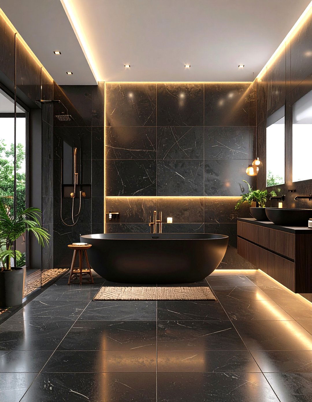 Matte Black Tile Bathroom Serenity - 20 Black Tile Bathroom Ideas