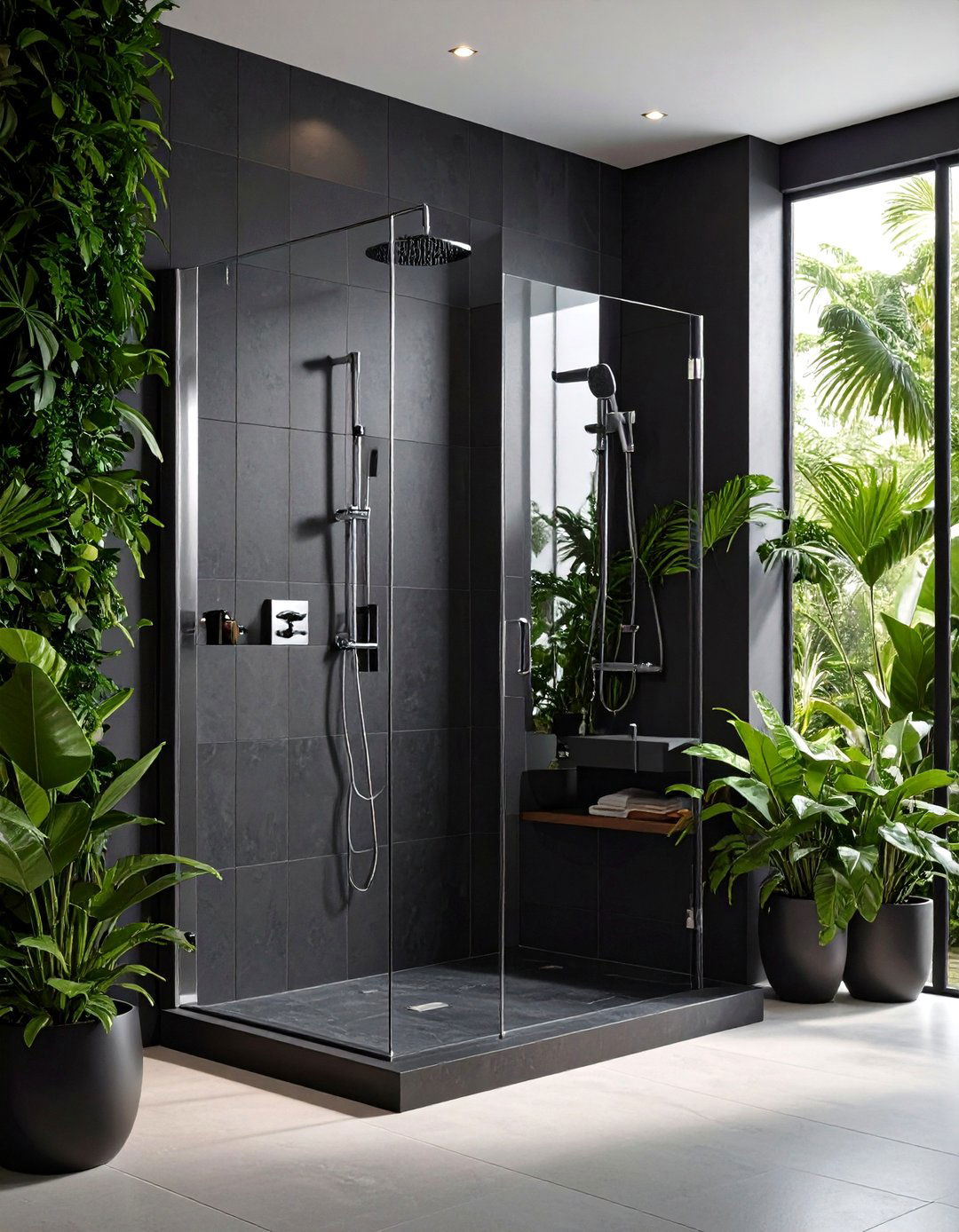 Matte Black Tile Surround - 20 Shower Surround Ideas