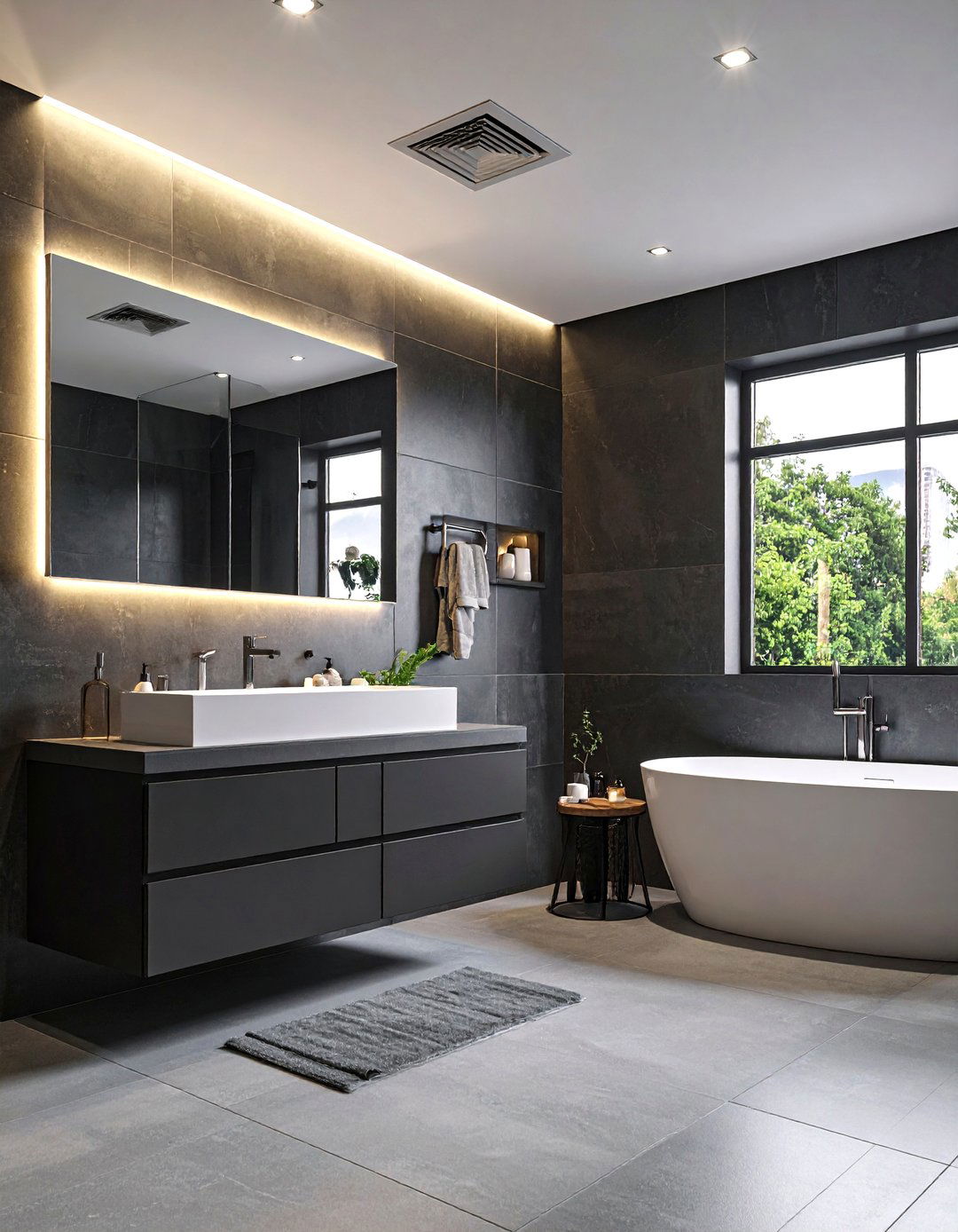 Matte Black Tile Wrap for Instant Drama - 20 Dark Bathroom Ideas
