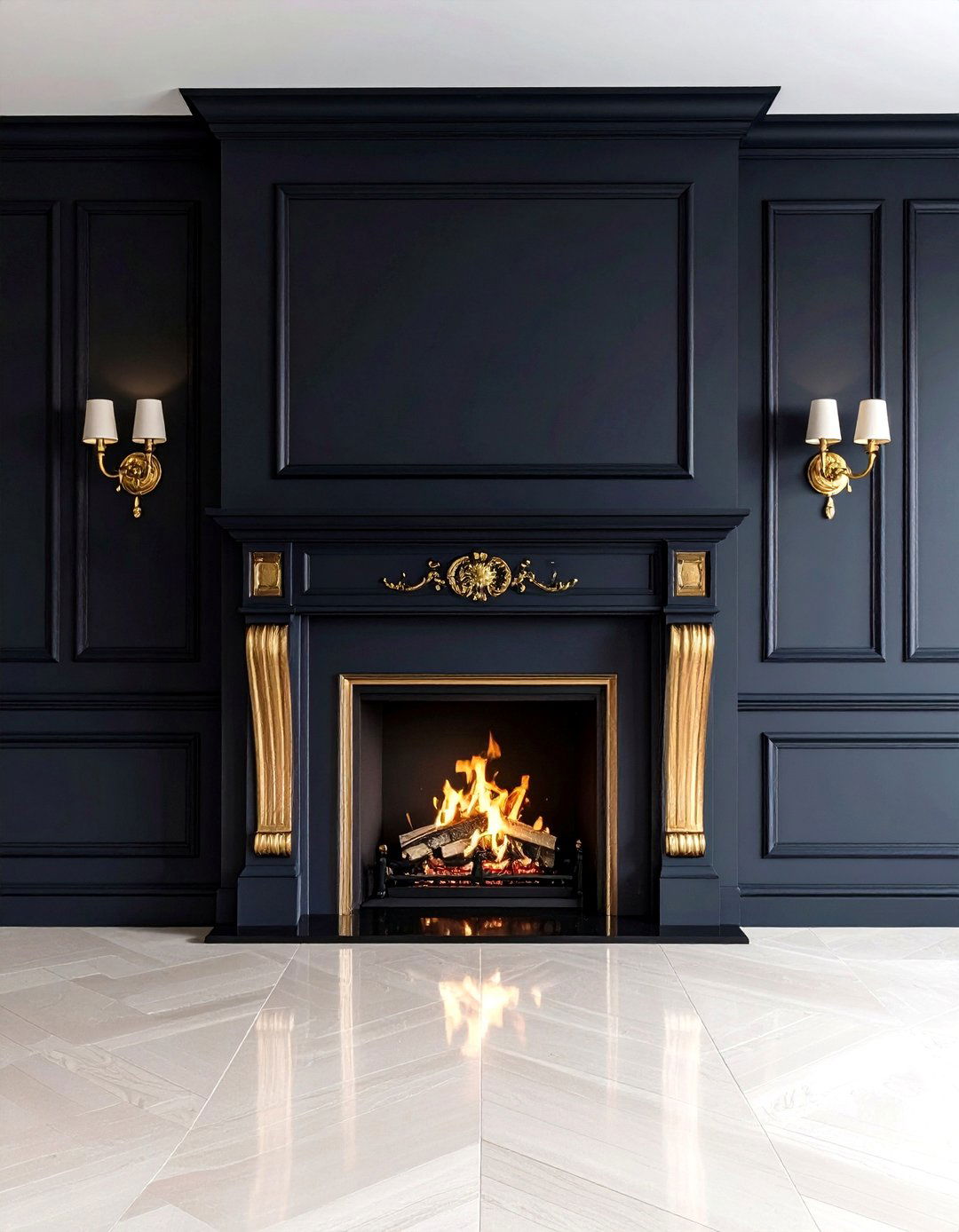 Matte Black and Brass Drama - 20 Fireplace Wall Ideas