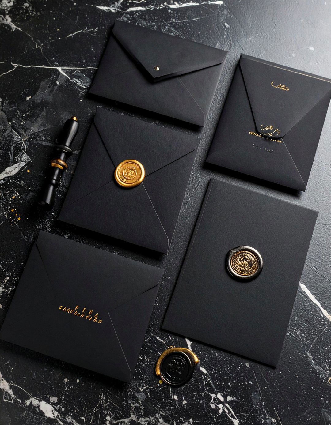 Matte Black and Foil Invitations Elevate a Black Themed Wedding - 20 Black-Themed Wedding Ideas