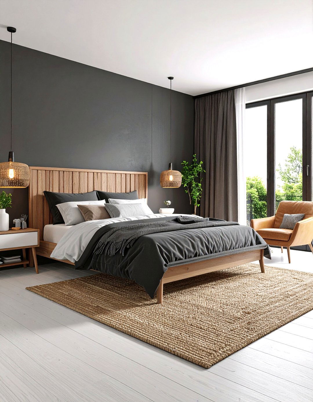 Matte Black and Warm Wood Scandinavian Retreat - 20 Matte Black Bedroom Ideas