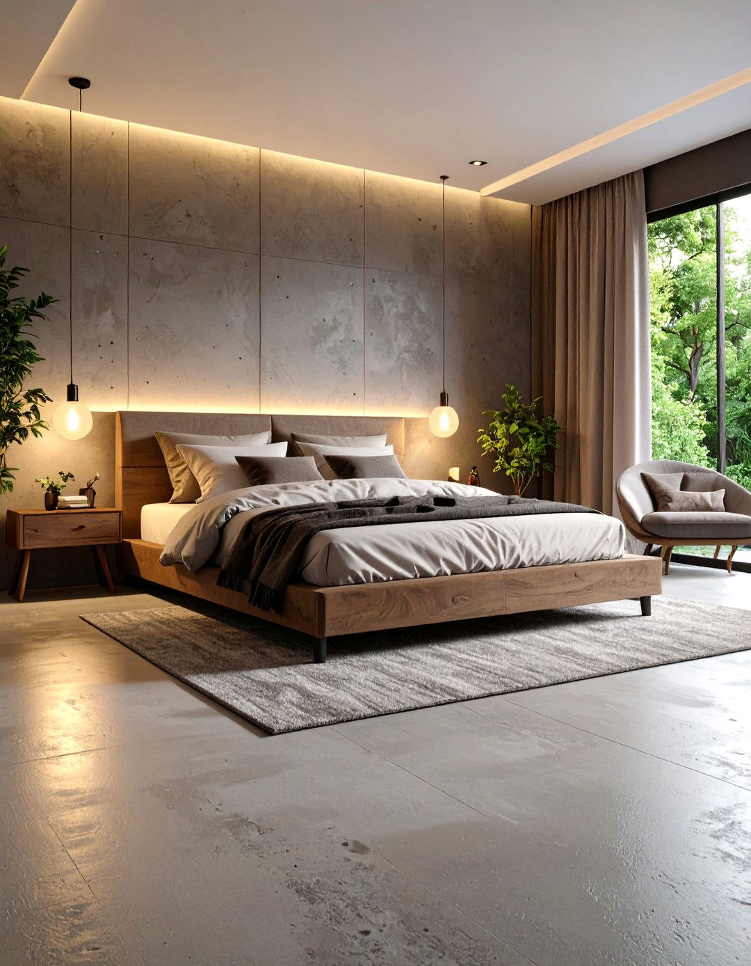 Matte Concrete Floor Bedroom with Subdued Elegance - 20 Concrete Floor Bedroom Ideas